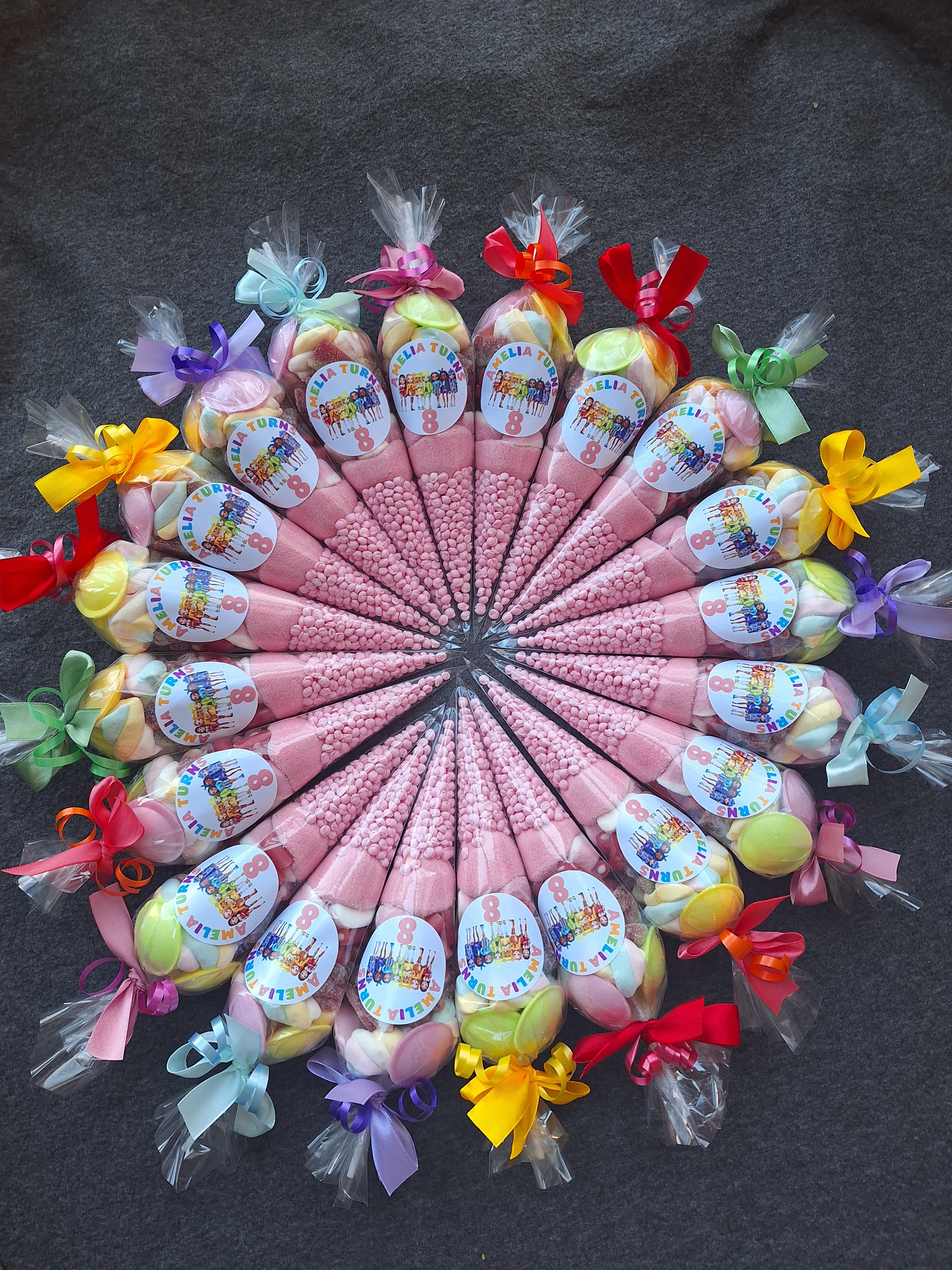 Rainbow High Doll themed sweet cones