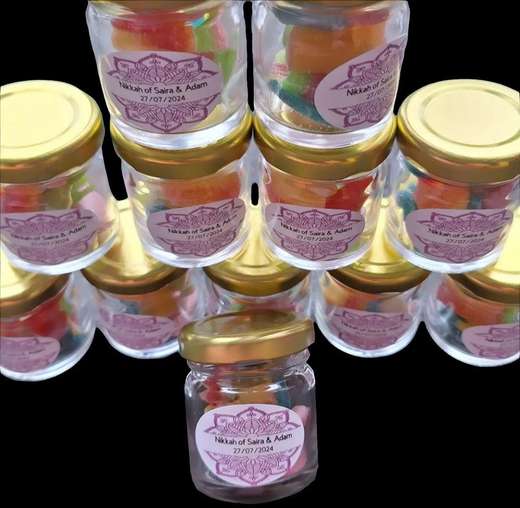 Mini glass jars favours