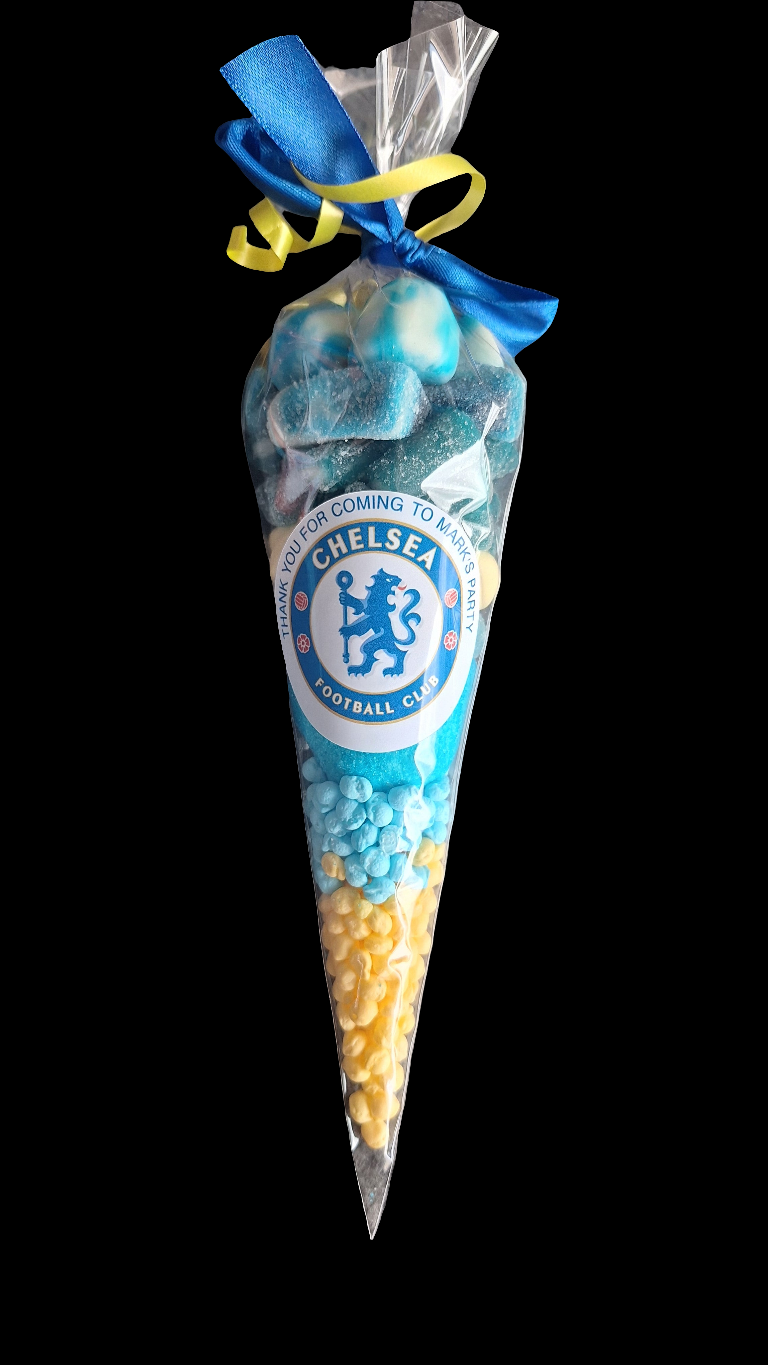 Chelsea themed sweet cones