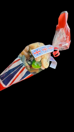 Union Jack themed sweet cones