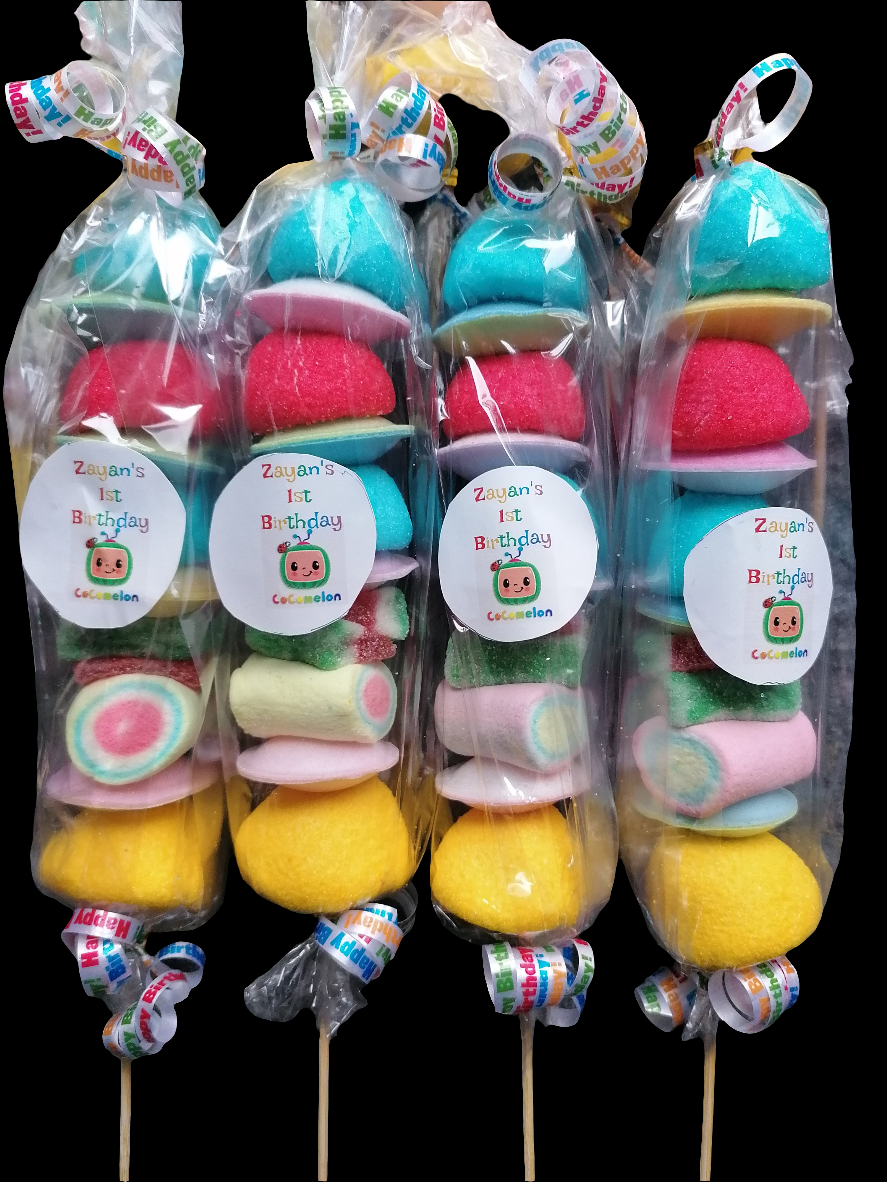 CoComelon themed Sweet Kebabs
