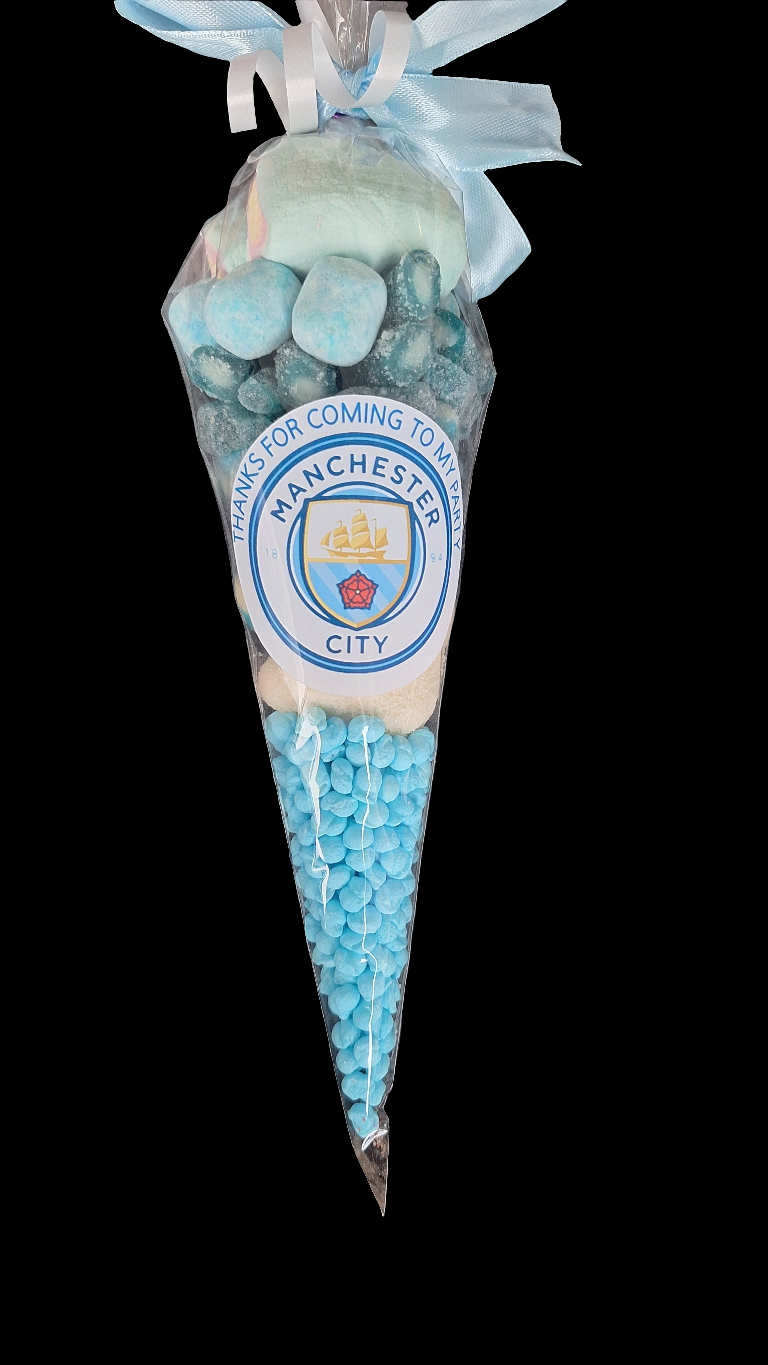 Manchester City themed sweet cones