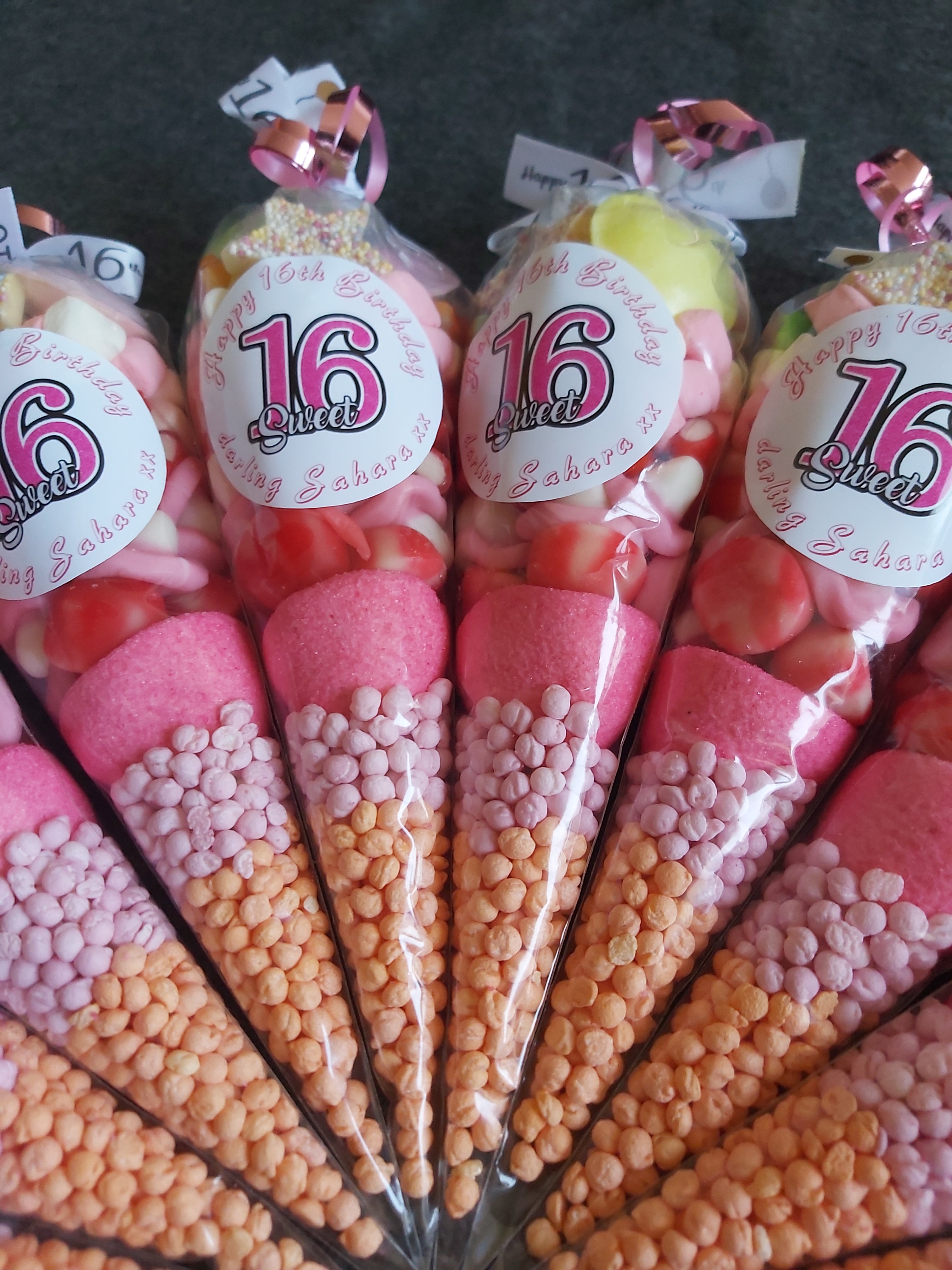 16th Birthday personalised sweet cones