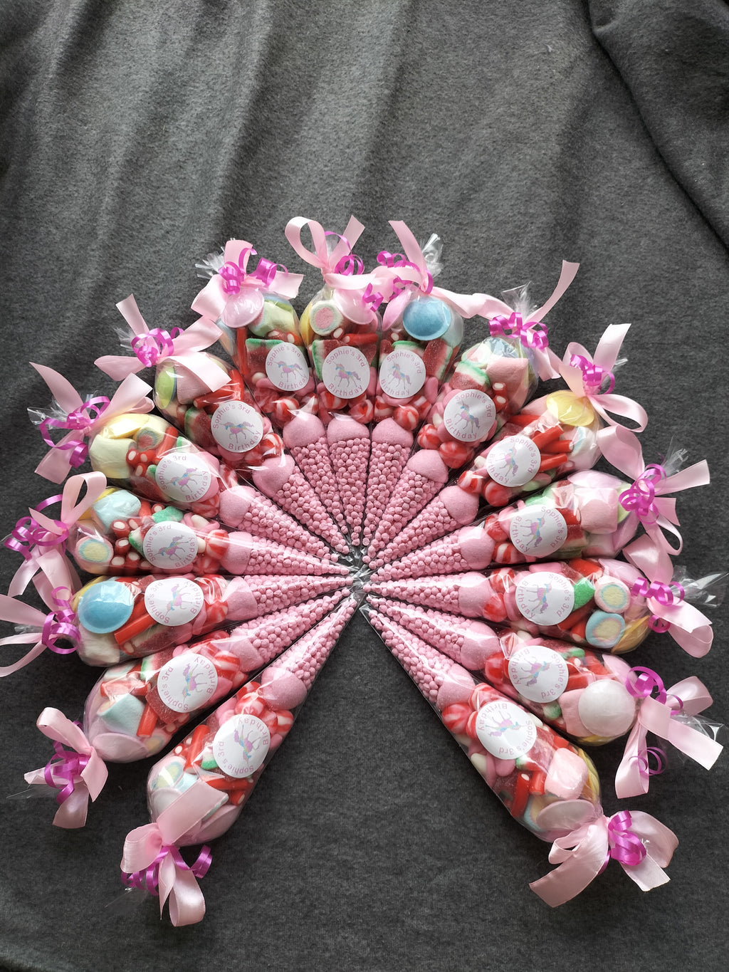 Unicorn themed sweet cones
