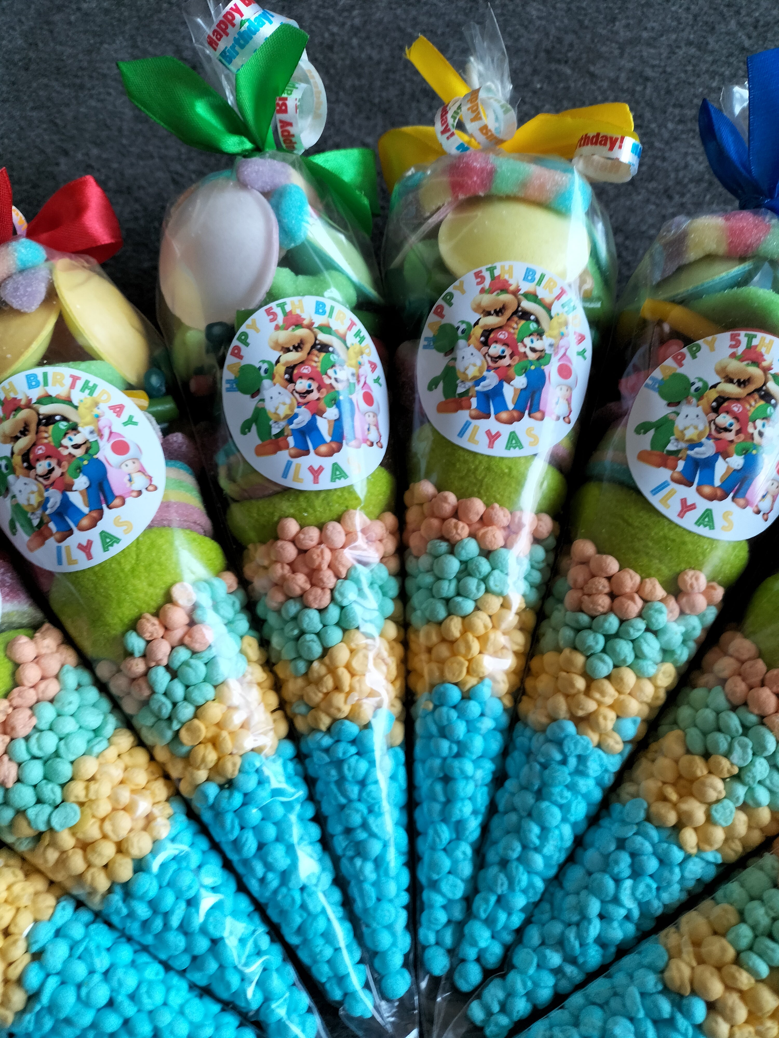Super Mario Bros themed sweet cones