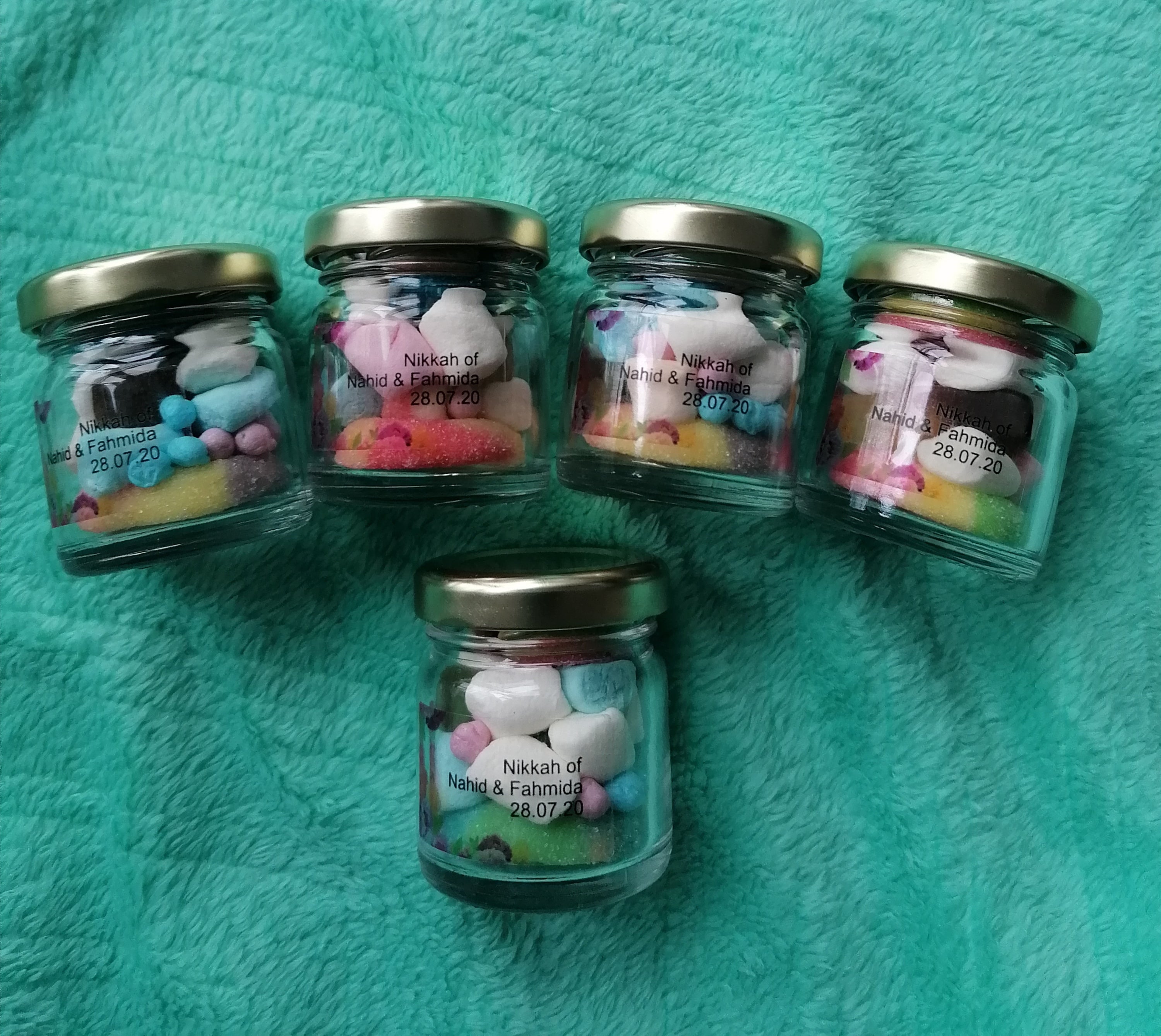 Mini glass jars favours
